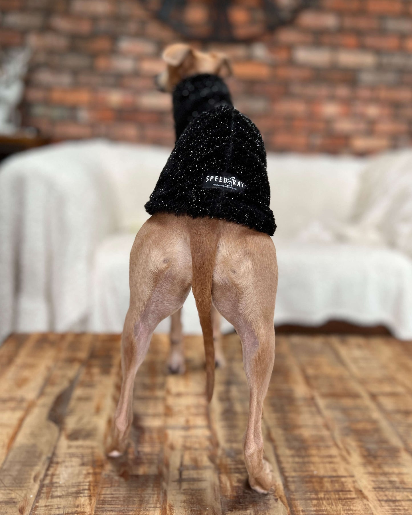 Faux Fur Tinsel Whippet Christmas Jumper